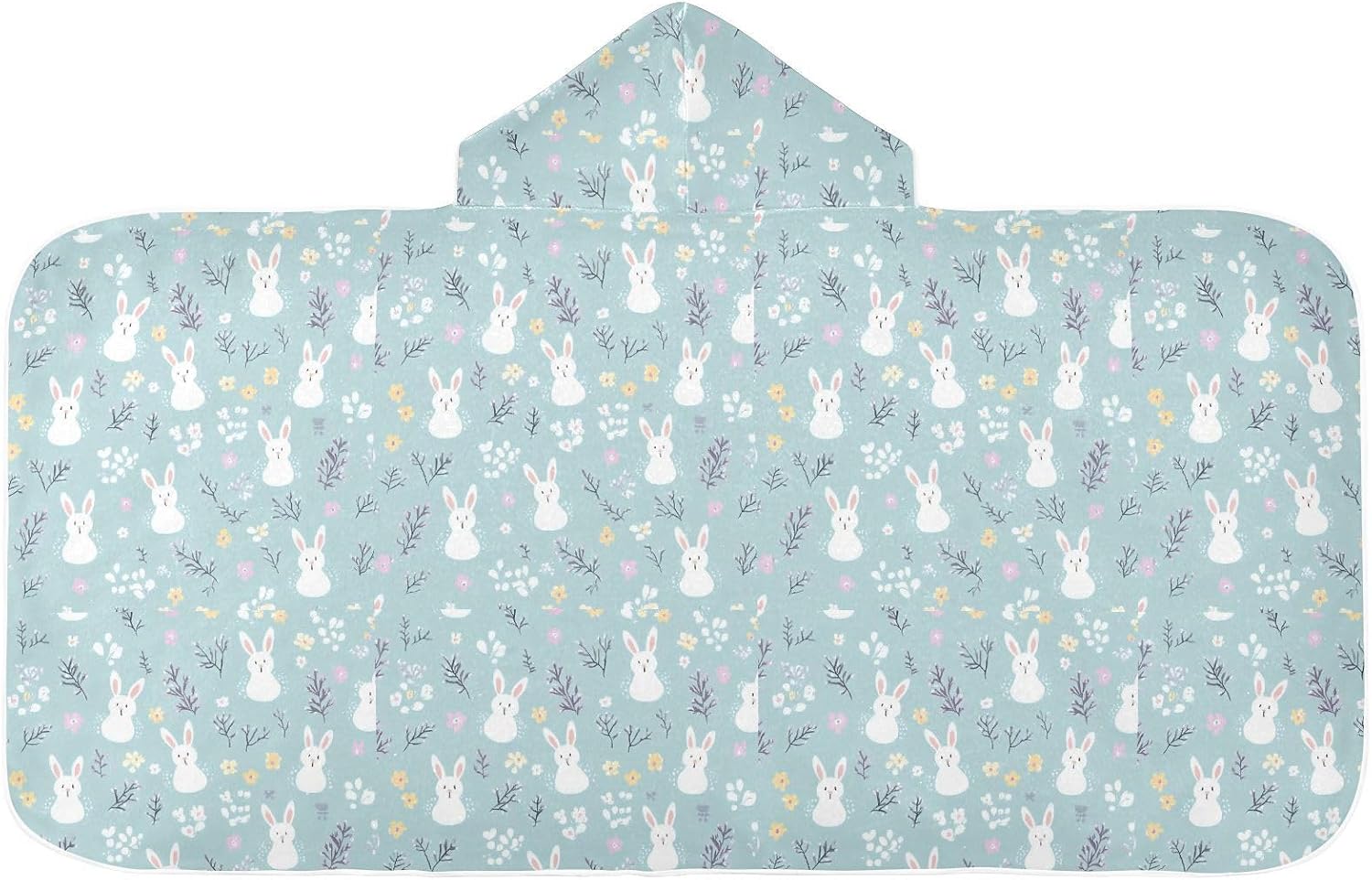 Toddler Bath Towels Blue Cute Simple Rabbits Animals Kids Hooded Beach Towel Soft