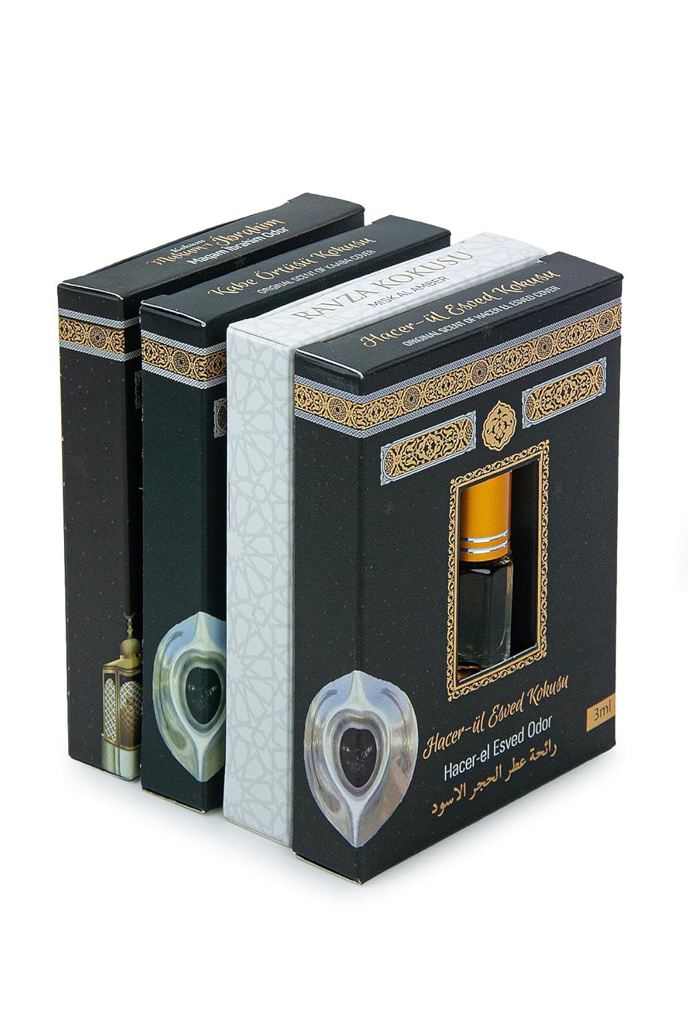 SODEF Hajj and Umrah Fragrance Set 4-Piece - Makam-ı İbrahim, Hacer-ül Esved, Kabe Örtüsü, Ravza Scents, Concentrated Perfume Oil, Traditional Aroma, One Size - One Size