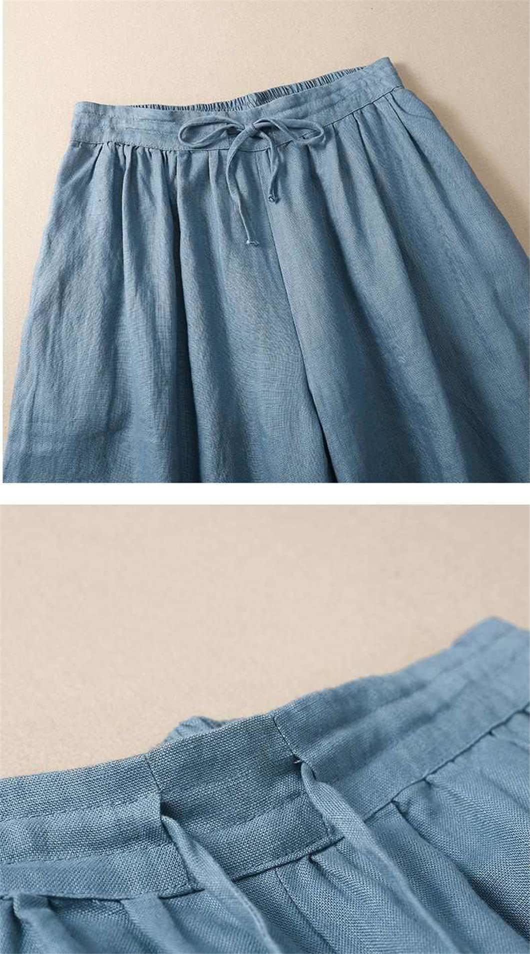 Pantaloni da donna Estate Solido Morbido Gamba Larga Cotone Lino Pantaloni Casual Allentati
