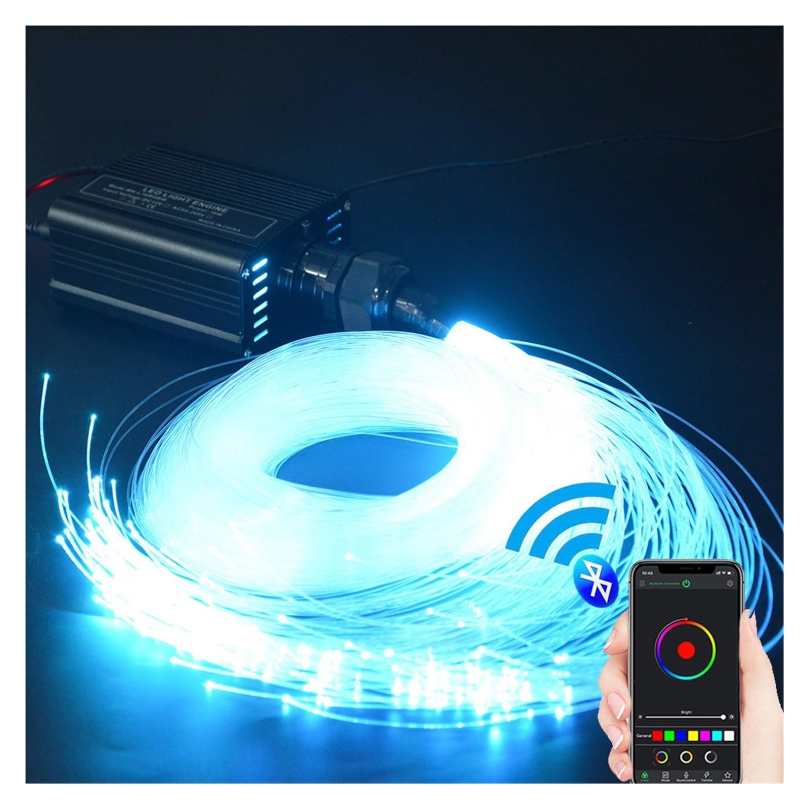 16-W-Glasfaser-Stern-Deckenleuchten-Set mit APP-Fernbedienung und 3 Meter langer 0,75-mm-LED-Lichtleiter-Endleuchte(400pcs 3mtr)