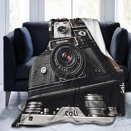 Retro Cool Camera Collection Throw Blankets Flannel Blanket Warm Cozy Bed Blanket Lightweight Soft Blankets for Couch Sofa Bed Chair Home Decor