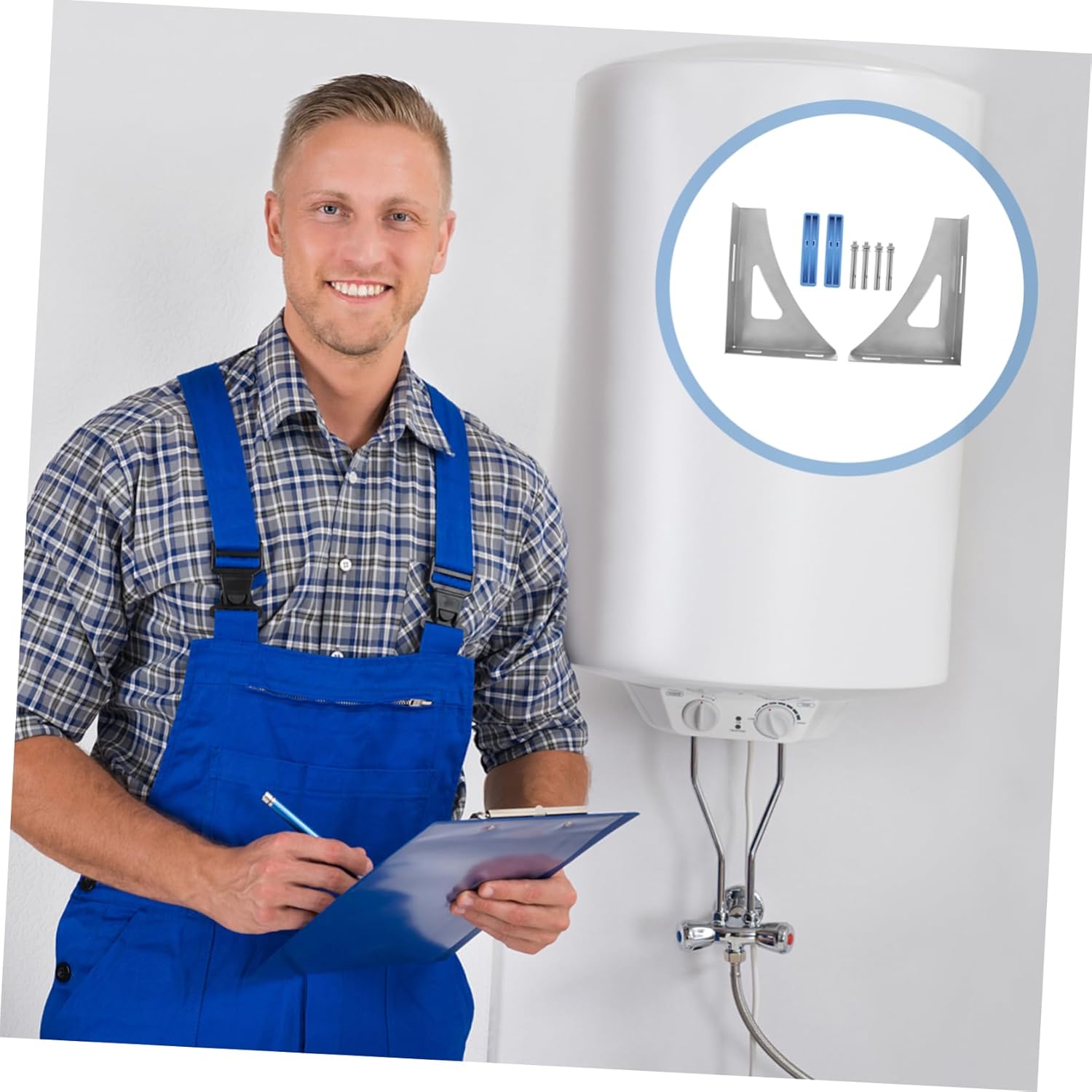 Stainless Steel Thick Electric Water Heater Wall Mount Bracket Adjustable Support for Water Heater Installation Sturdy Hollow Rack Suitable for Home Use