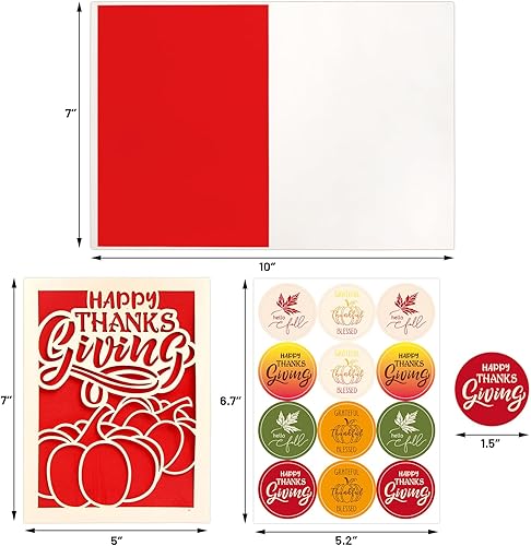 Miniatura 4 de Thanksgiving Cards with Envelopes Die Cut Design 12 PCS Happy Thanksgiving Greeting Cards Bulk Fall Cards Assortment 5” x 7”