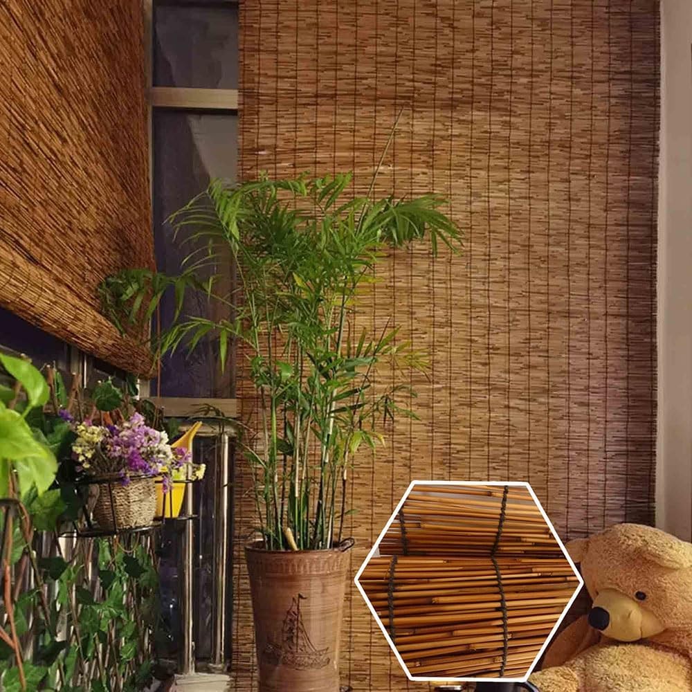 屋外 天然の 葦すだれ レトロ 竹簾 日焼け止めすだれ 葦のカーテン 商業壁装飾 手織りする 日よけカーテン 30x80cm 80x