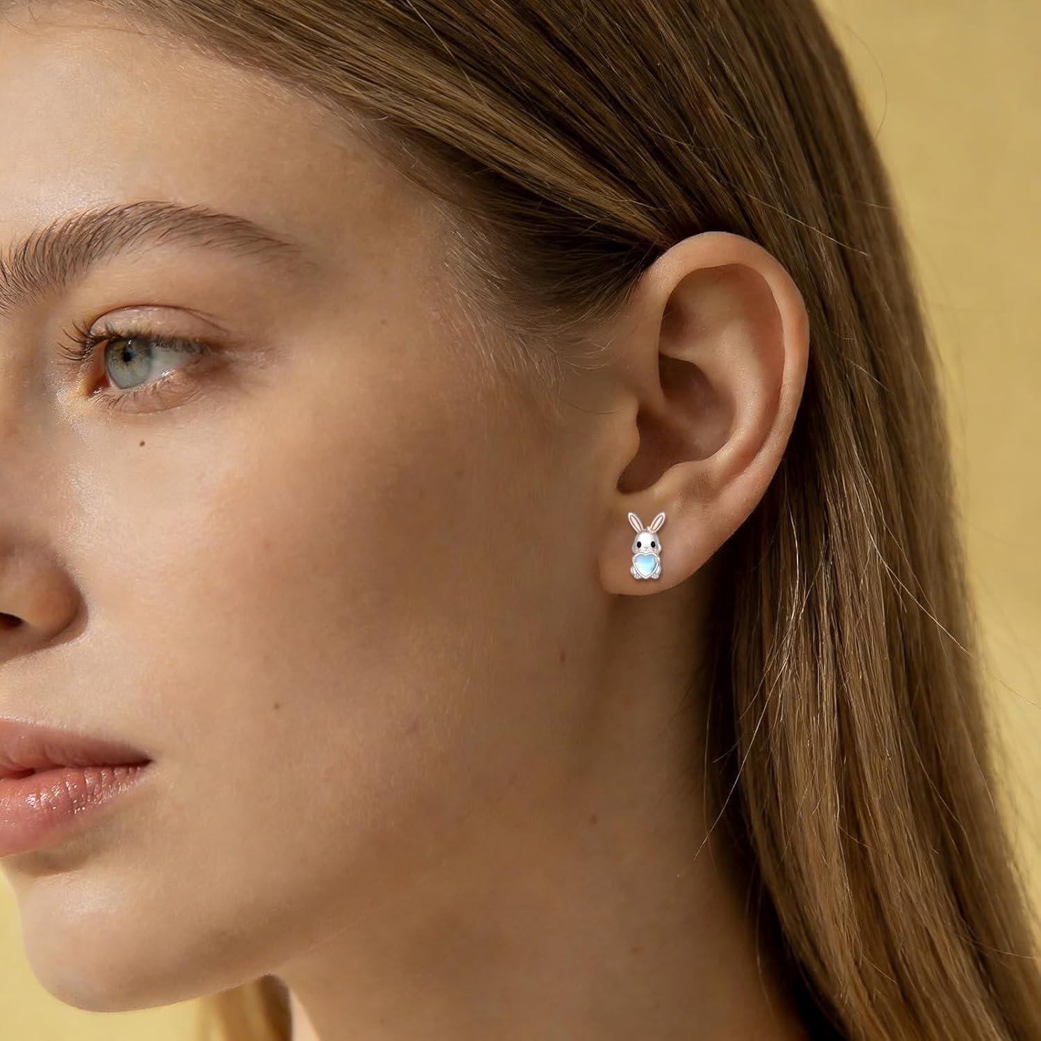 Cat/Koala/Owl/Cow/Bat/Pig Stud Earrings 925 Sterling Silver Moonstone Earrings Cute Animal Ear Studs for Women Girls