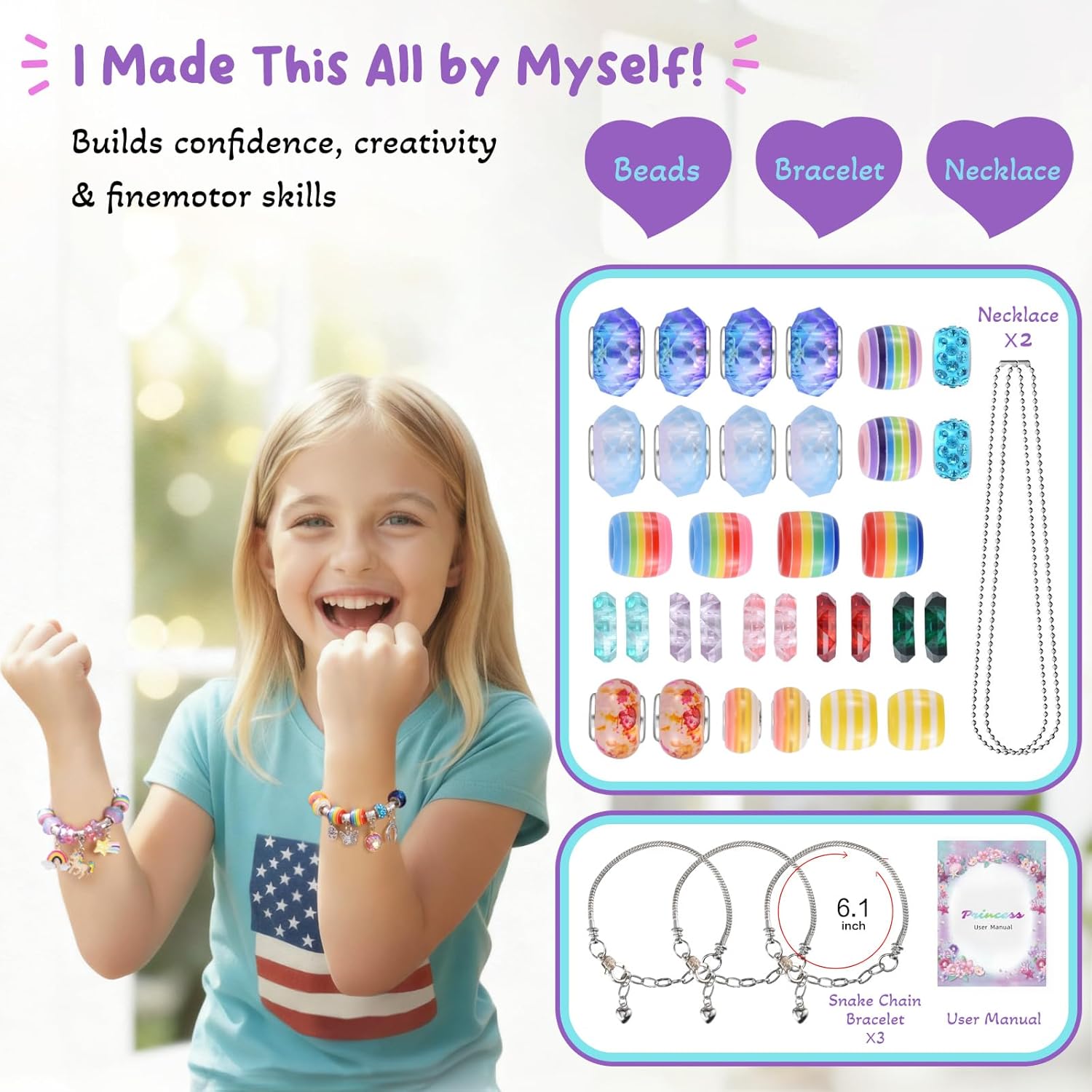 Charm Bracelet Making Kit & Unicorn/Mermaid Girl Toy- ideal Crafts for Ages 8-12 Girls who Inspire Imagination and Create Magic with Art Set and Jewelry Making Kit