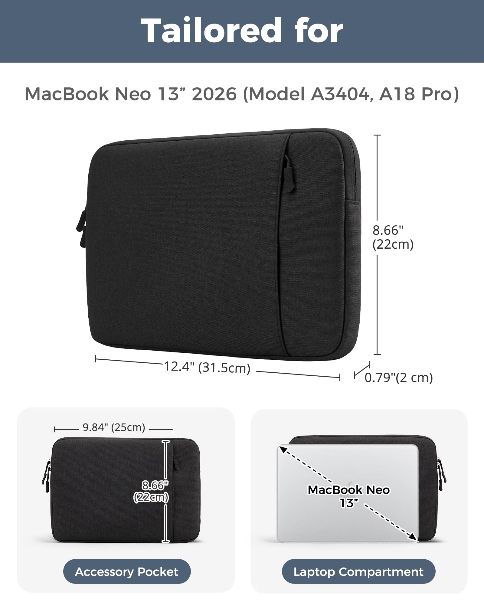 Amazon.com: ProCase MacBook Neo 13 Inch Sleeve for 2026 (A3404