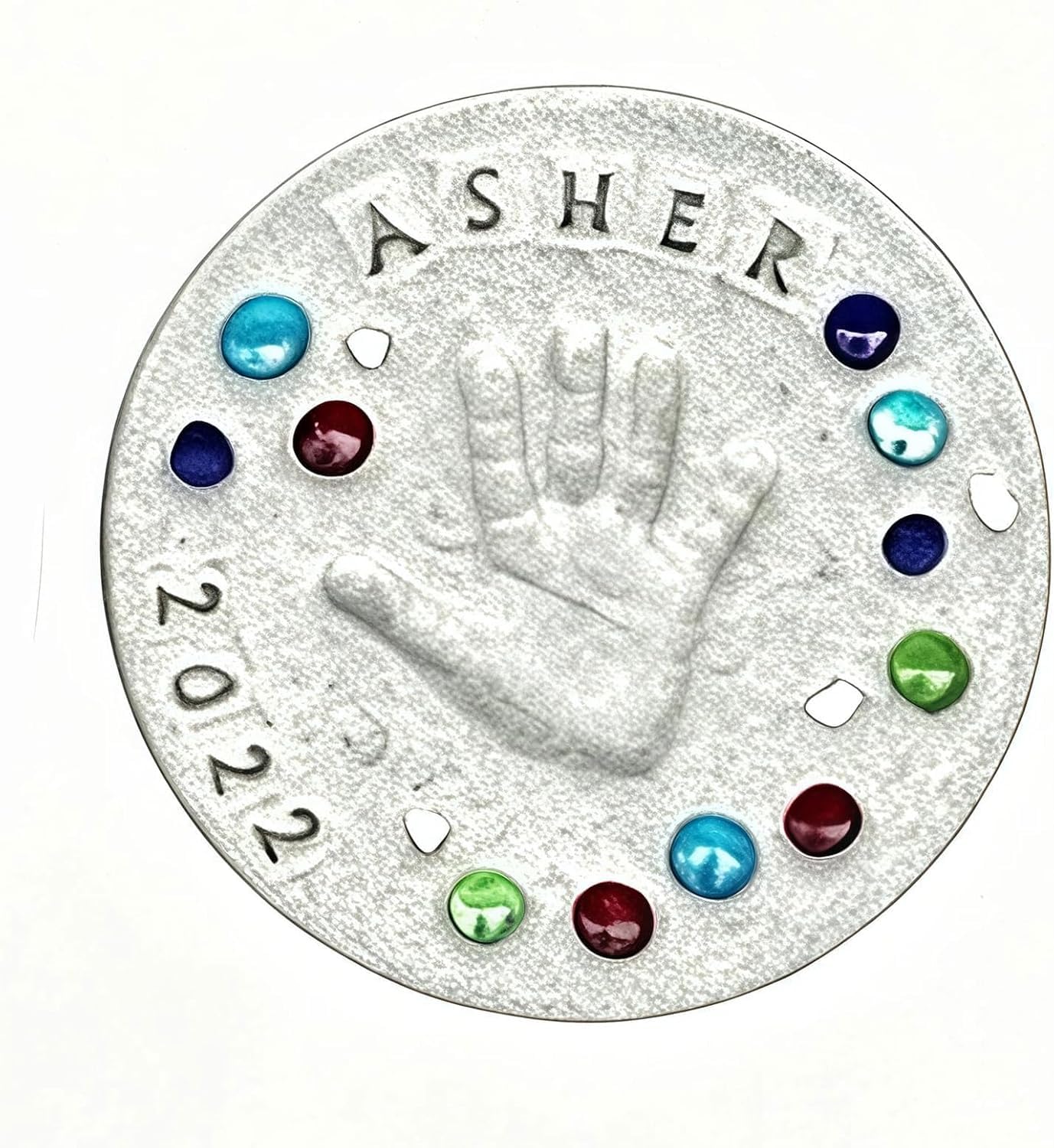 Large DIY Stepping Stone Kit,Mother's Day DIY handprint stepping stone kit,Indoor Outdoor Family Craft Gift with 1 Mold, 26 Letter Stamps & Colored Stones (M (12 Inch)) — view 8