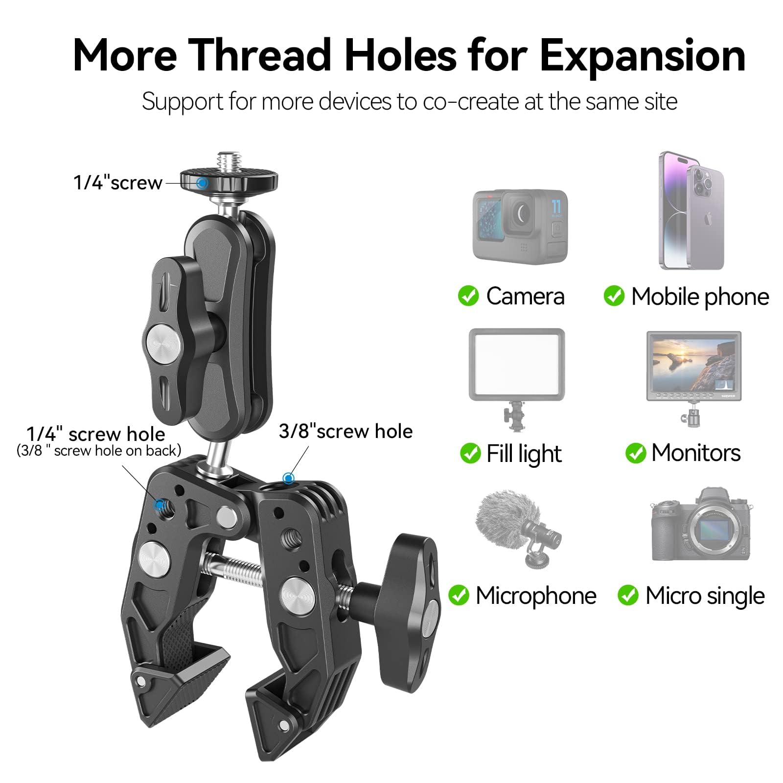 TELESIN Supporto Magnetico Per Manubrio – Compatibile Con Hero 13 – Attacco A Morsetto 9-38 Mm – Testa A Sfera 360°