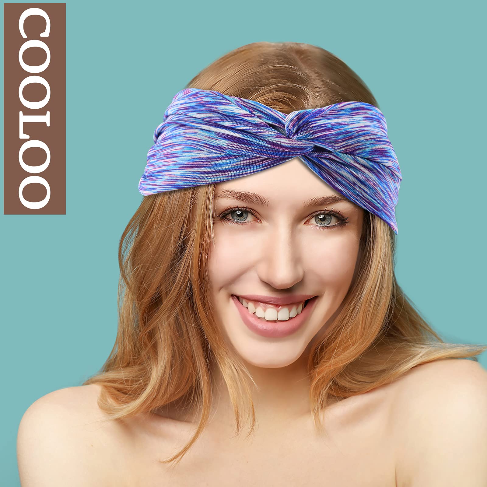 COOLOO Criss Cross Yoga Headbands for Women Non Slip, Outdoor Sport Moisture Sweat Wicking Headband for Workout Fitness Basketball Running Hiking, Head Wrap Knotted Sweatband for Short Hair Girls