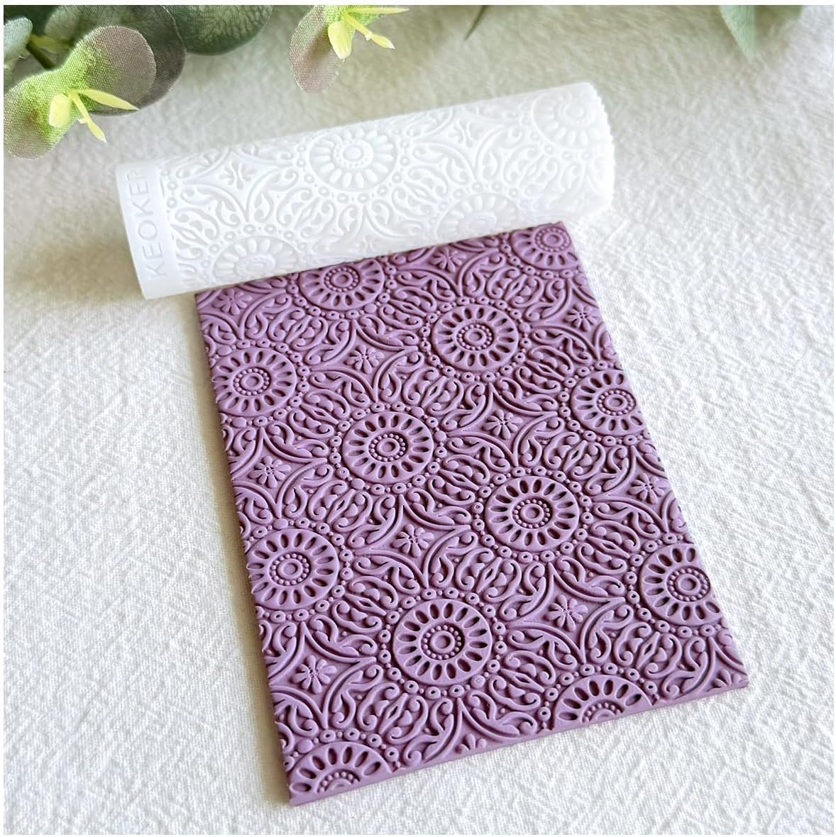 KEOKER Polymer Clay Texture Roller for Earring Making - Works Excellent with Clay Cutters Boho B