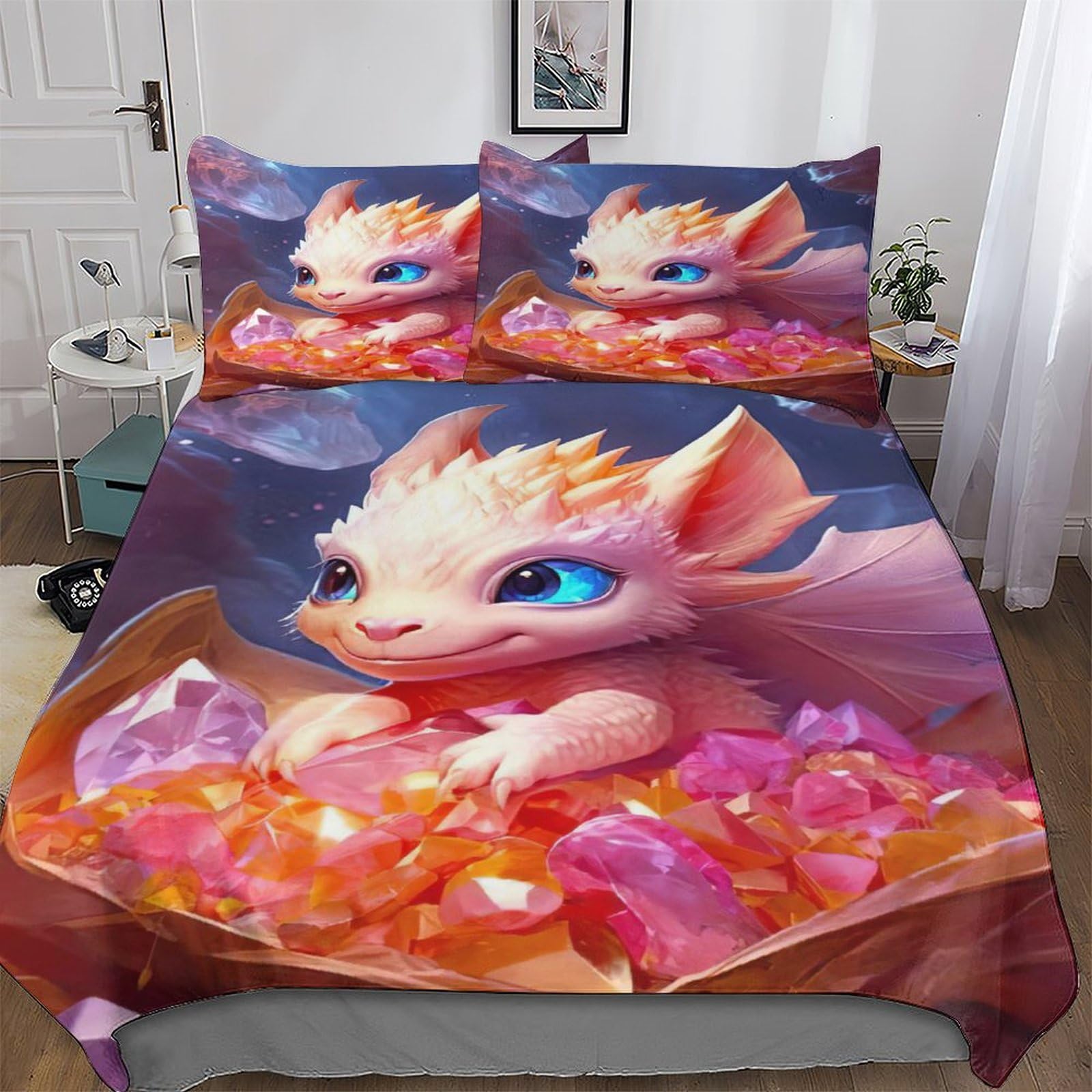 Parure de lit dinosaure confortable et hypoallergénique pour lit King