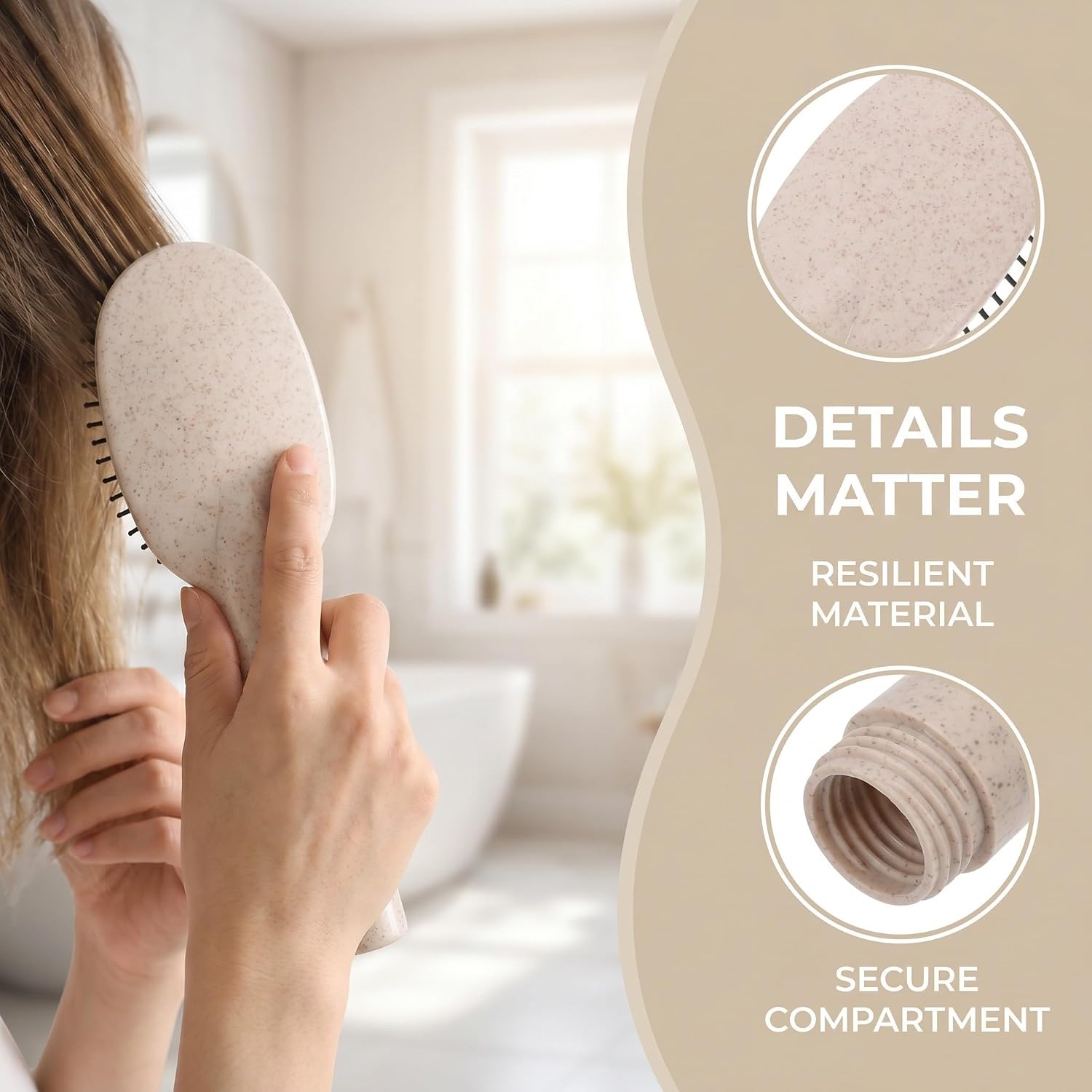 2pcs Portable Hair Brush Money Hider with Hidden Compartment for Jewelry and Cash, Lightweight Abs Secret Storage for Daily Use and Beach Travel, Secure Concealed Design image 3