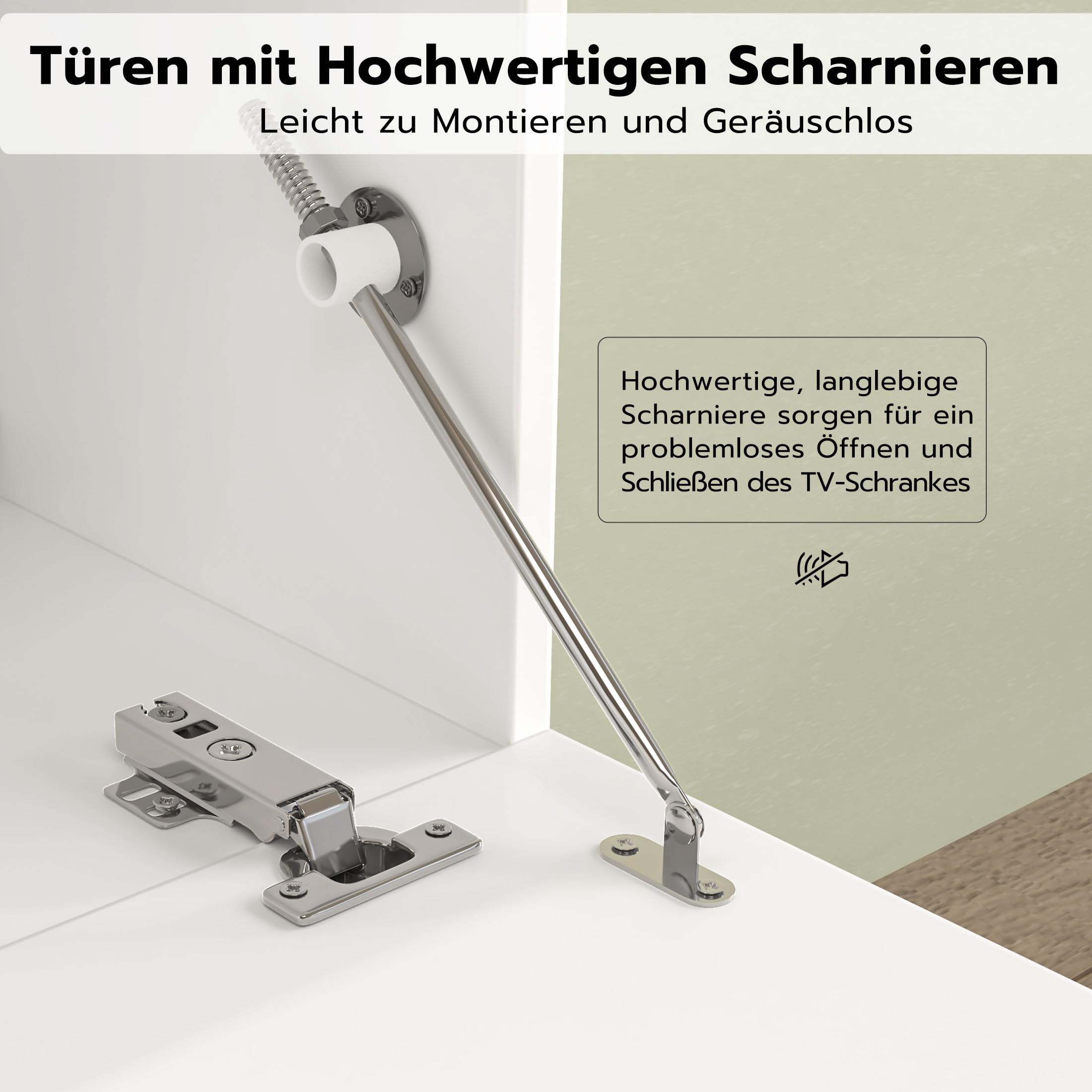 Hängender TV-Schrank mit LED-Leuchten, TV-Ständer TV-Konsole Unterhaltungszentrum mit 2 Aufbewahrungsschränken für das Wohnzimmer, 16 Farben können eingestellt Werden, 175 x 32 x 30cm (Weiß)