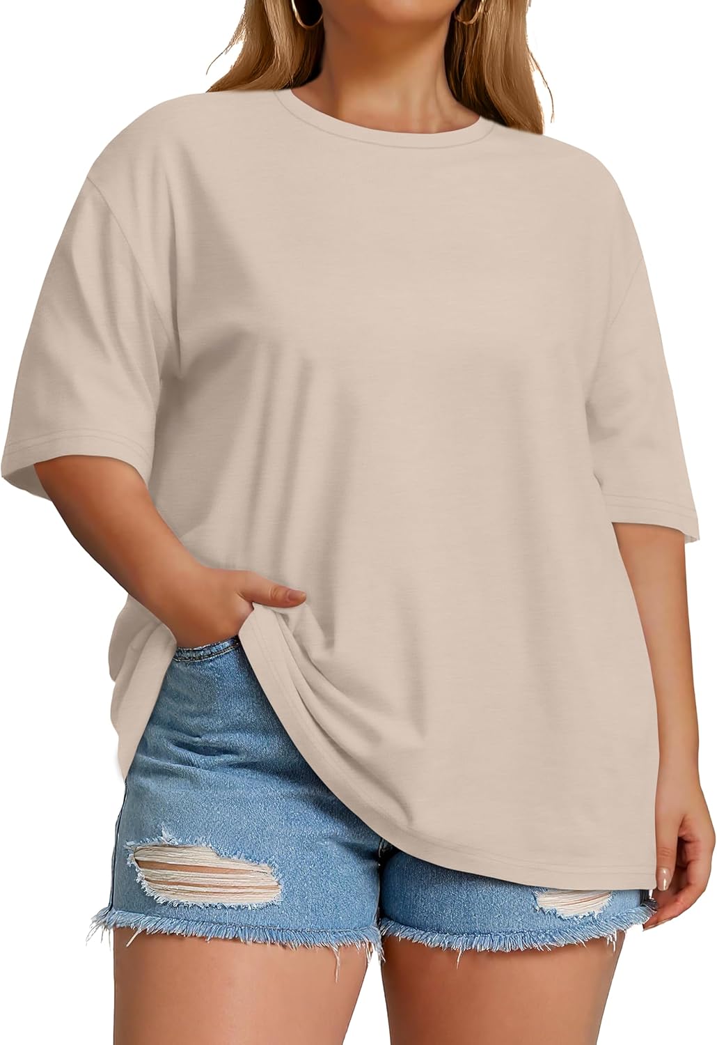 Plus Size Tops Casual Oversized Tshirts for Women Loose Fit Crew Neck Blouses Summer Basic Tees - Image 4