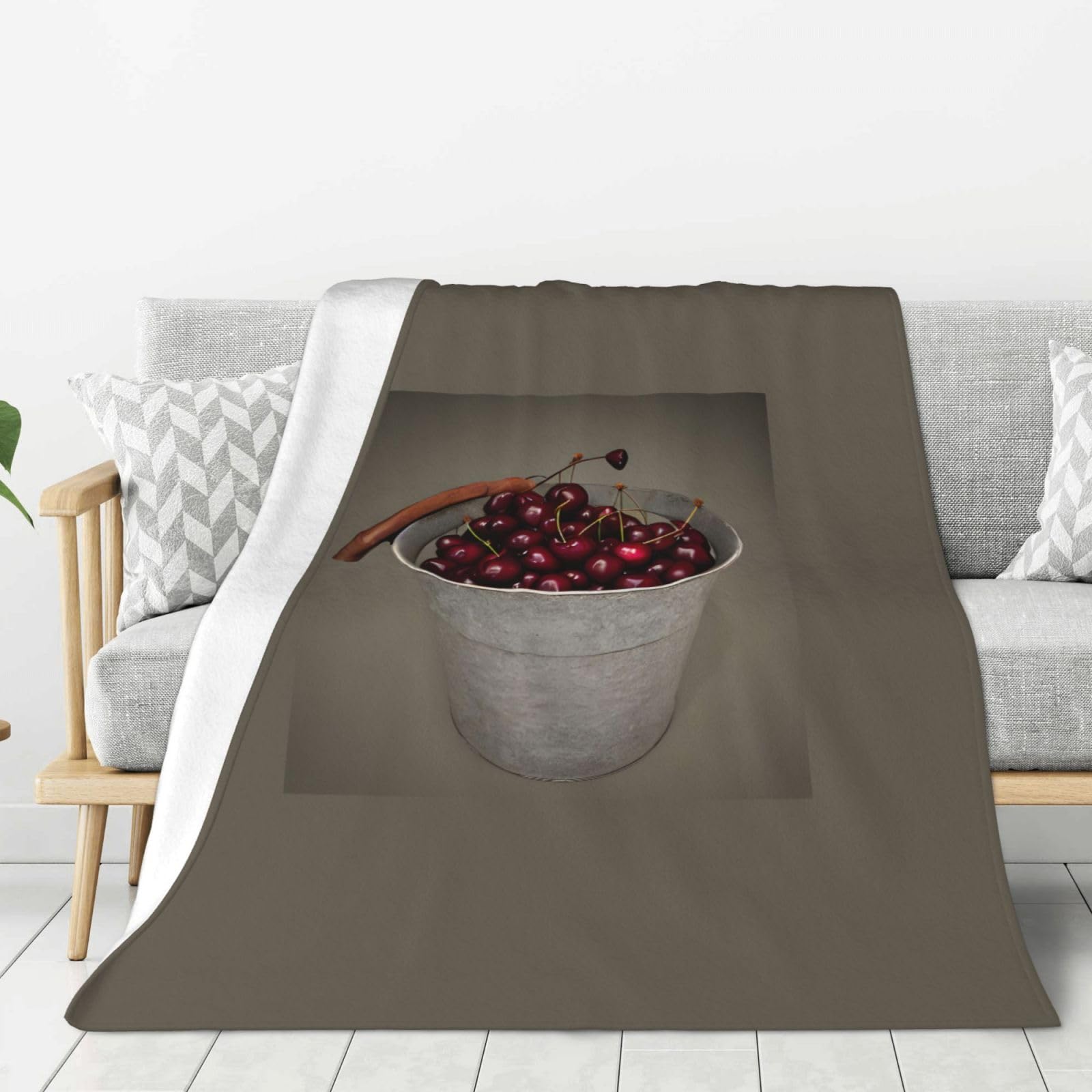 Couverture épaisse cerises grand format pour lit et canapé