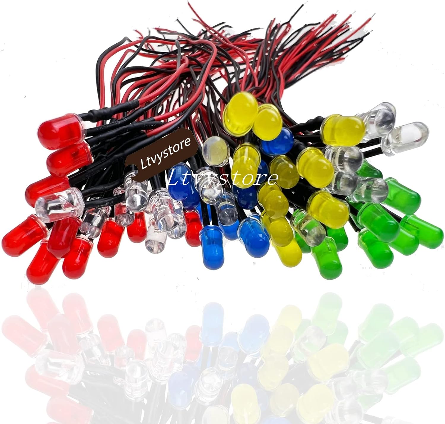 60Pcs 3MM 3Volt Prewired LED Diode 6 Colors LED Lamp Light Bulb Emitting Diodes + 60Pcs 3mm LED Clip Holder Panel Mount Black - Image 2