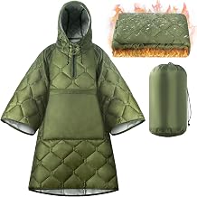FUNANASUN Recycled Wearable Sleeping Bag, 4-in-1 Poncho Blanket Hoodie with 650FP Insulation, Ultralight Packable for Adults, Camping Gifts for Women & Men for Outdoor, Hiking, Stadium