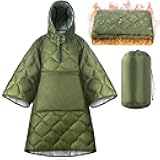 FUNANASUN Recycled Wearable Sleeping Bag, 4-in-1 Poncho Blanket Hoodie with 650FP Insulation, Ultralight Packable for Adults, Camping Gifts for Women & Men for Outdoor, Hiking, Stadium