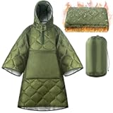 FUNANASUN Recycled Wearable Sleeping Bag&comma; 4-in-1 Poncho Blanket Hoodie with 650FP Insulation&comma; Ultralight Packable for Adults&comma; Camping Gifts for Women & Men for Outdoor&comma; Hiking&comma; Stadium