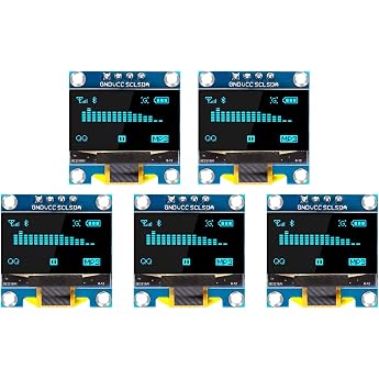 0.96 Inch OLED Display I2C Module 5 Pieces I2C Display Module 128 x 64 Pixel I2C Screen Display Module Compatible with Arduino and Raspberry Pi Blue