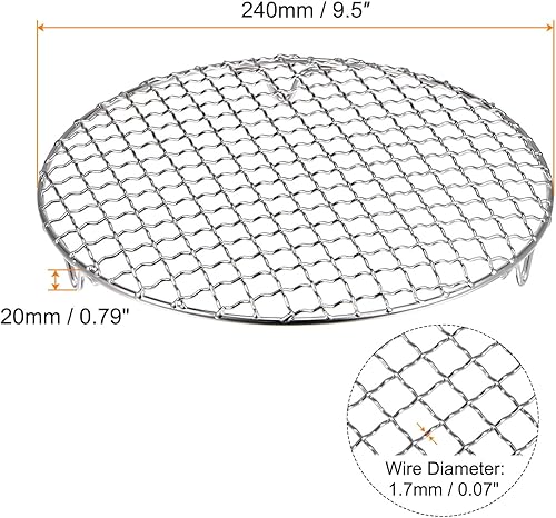 Miniatura 22 de HARFINGTON Rejilla redonda de 6.5 pulgadas de acero inoxidable 201 con alambre cruzado para barbacoa con patas de 0.787 in para cocinar hornear al