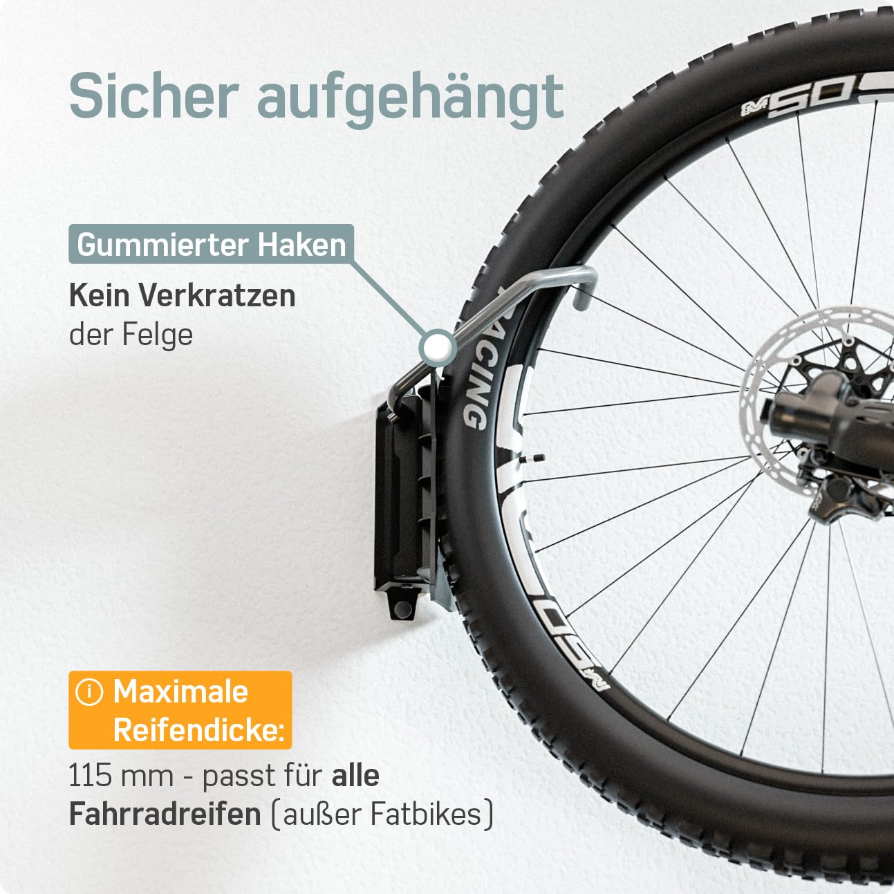Borgen Fahrrad Wandhalterung Schwenkbar bis 35kg - Platzsparende Fahrradhalterung Wand Vertikal - Inkl. Fischer DuoPower Dübel zur stabilen Montage - Plastikfreie Verpackung, hochwertige Materialien