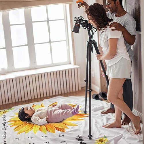 Miniatura 5 de Manta mensual de hito para bebé niña, manta de girasol para recién nacido, regalo personalizado para ducha, decoración floral de guardería,