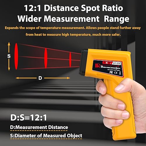 Miniatura 6 de FKM Pistola de termómetro láser digital sin contacto, pistola de temperatura digital sin contacto, -58F  986F (-58.0 F  986.0 F) emisividad