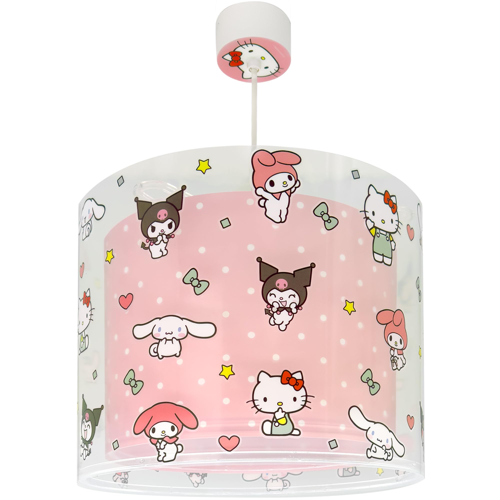 Dalber Lámpara Techo Colgante Infantil Hello Kitty & Friends 41252 E27 | Incluye difusor de luz inferior extraible; Habitación niñas; lámparas infantiles.