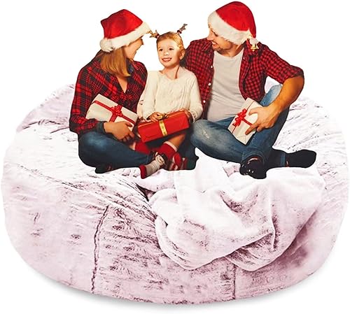 Miniatura 20 de Puf para adultos y niños sin relleno, funda redonda suave de gran tamaño para puf gigante, sillón de descanso, sofá perezoso, almacenamiento de Azul