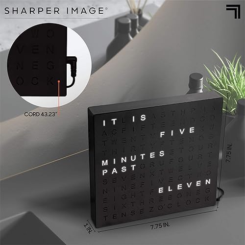 Miniatura 6 de Sharper Image Reloj de palabras LED Reloj digital iluminado de 7.75 pulgadas para escritorio y pared, reloj de acento con pantalla de tiempo