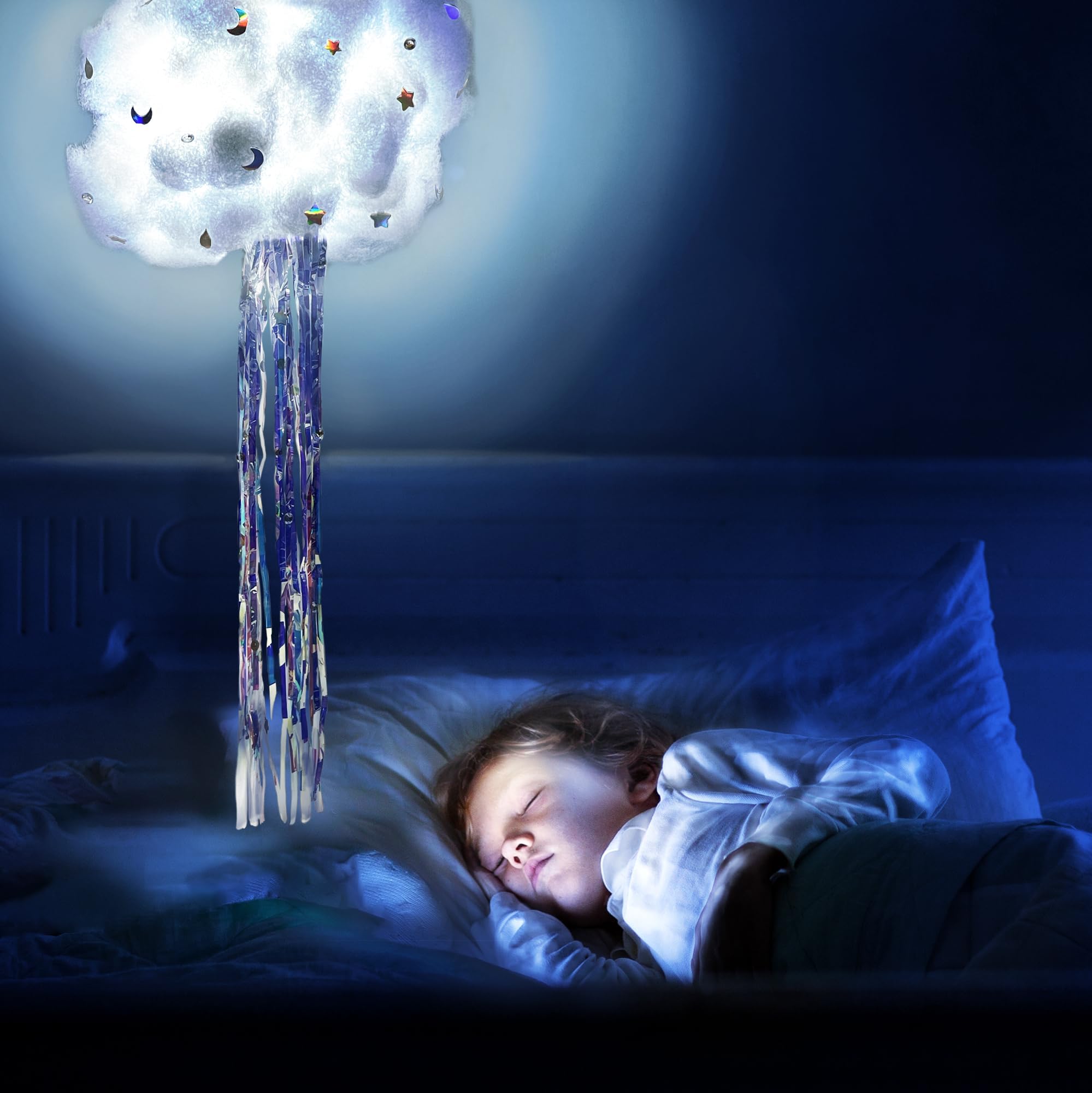 ArtSkills Fluffy Cloud Light for Bedroom, Hanging Cloud Lamp DIY Craft Kit for Room Décor, Nursery Décor