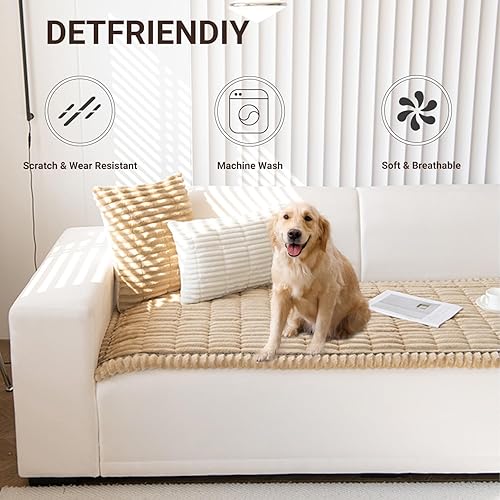 Miniatura 5 de Funda de sofá para perros, lavable, funda de sofá para sofá de 3 cojines, protector antideslizante apto para mascotas, (café, 27.6 x 59.06 pulgadas)