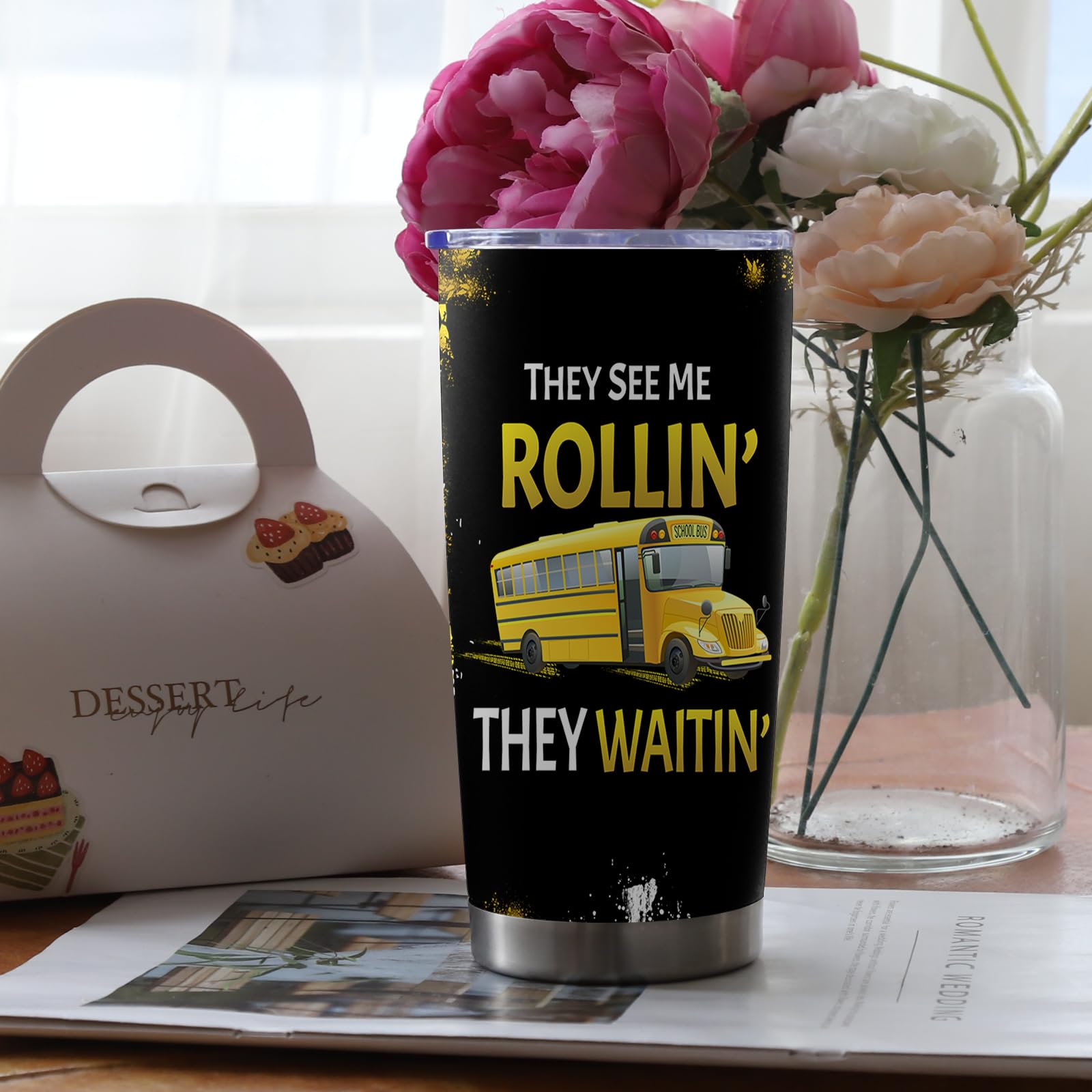 School Bus Driver Gifts for Men, BusDriver Tumbler, Bus Driver Appreciation Gifts, 20oz Stainless Steel TumblerGifts for School Bus Drivers, Bus Driver Christmas Gift