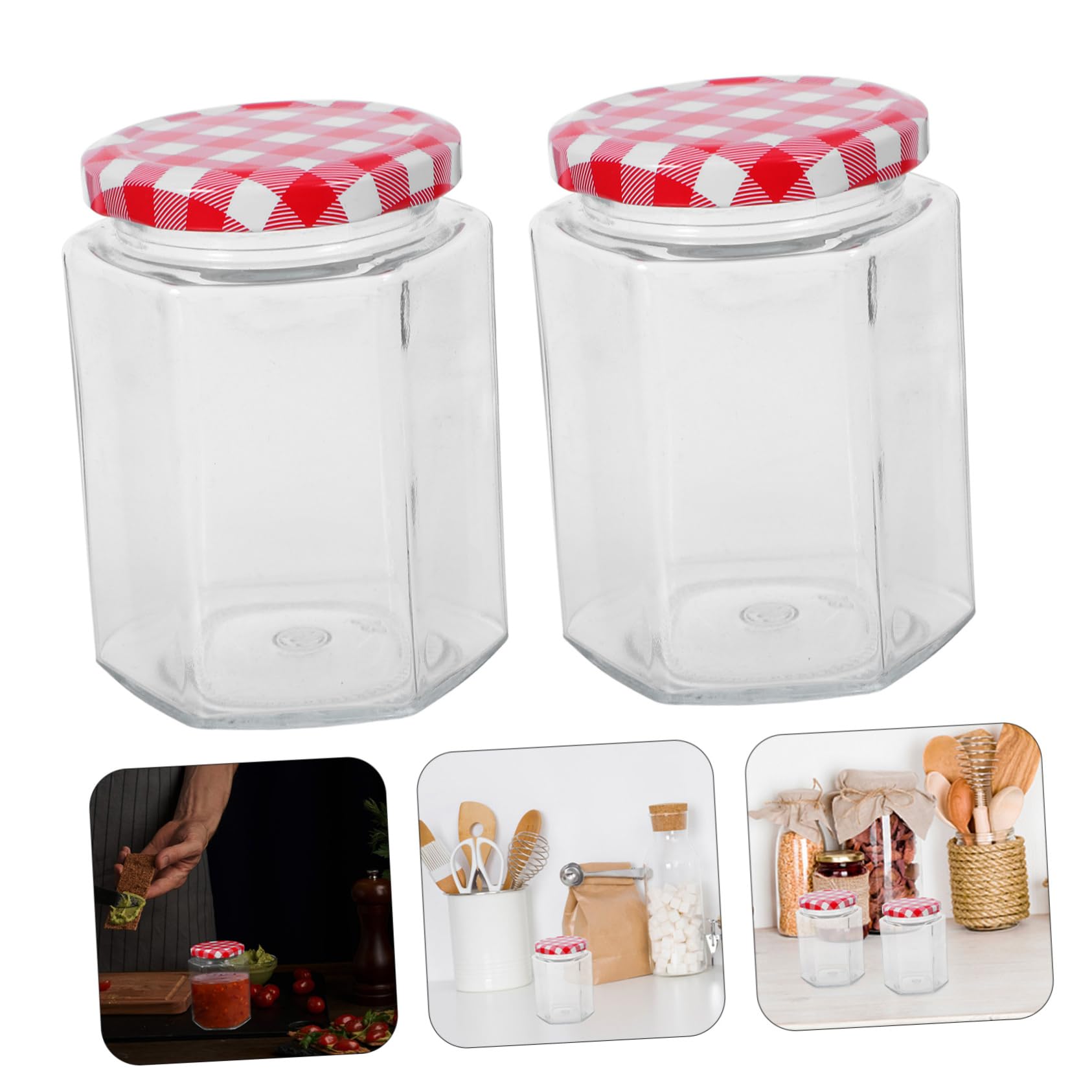 Mipcase Vasetti per Marmellata in Vetro Esagonali 6 Pezzi 250 Ml