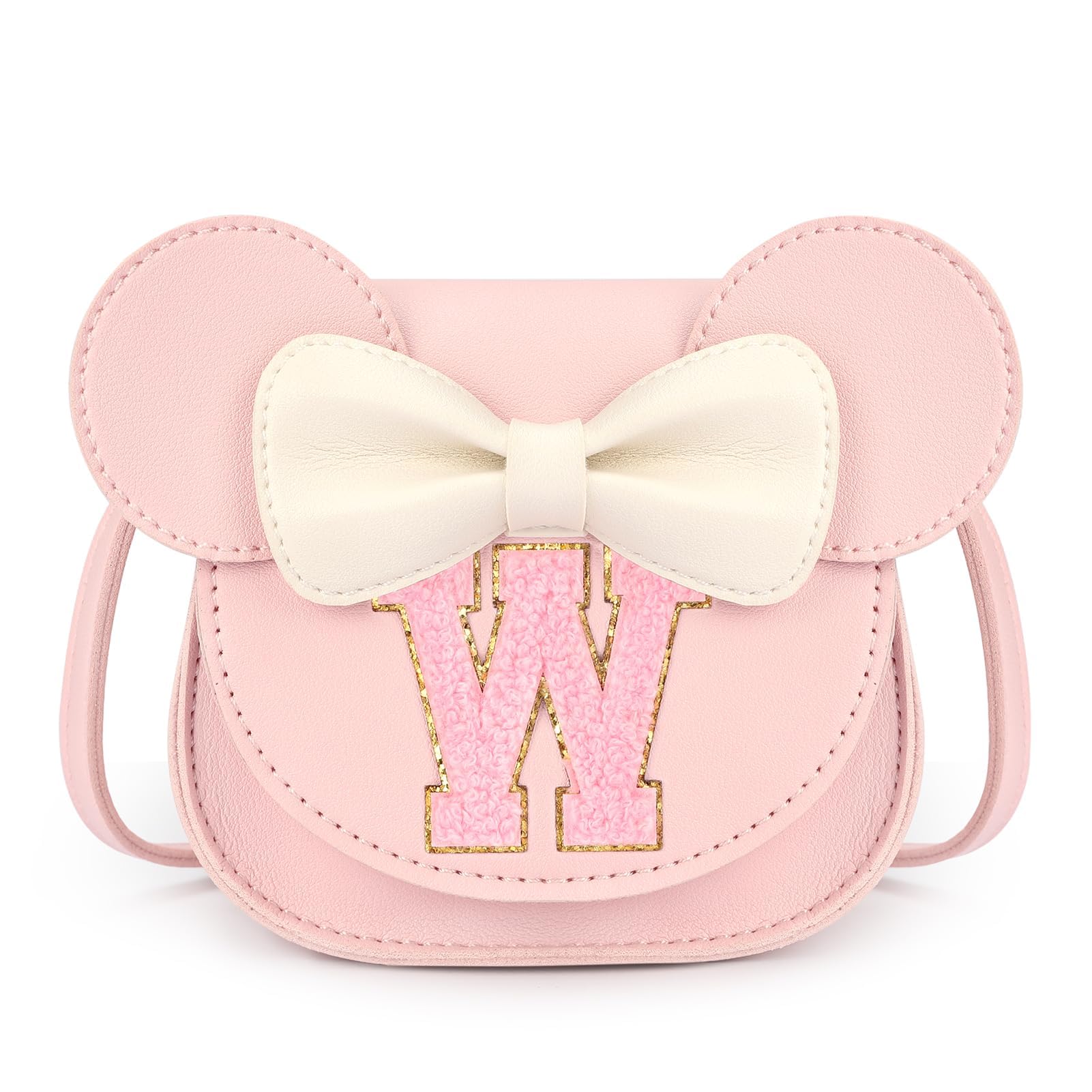 mibasies Toddler Purse for Girls Age 3-8, Pink Letter W Toy Birthday Gift