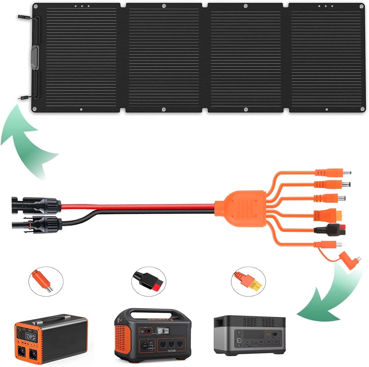 Solar Panel Connector Kit 1 to 7, 12AWG&16 AWG Solar Panel Extension Cable Splitter (XT60, DC7909, DC8020, DC6530, DC5521, DC35135, Anderson), Solar Adapter Cable 5.5FT for Power Station