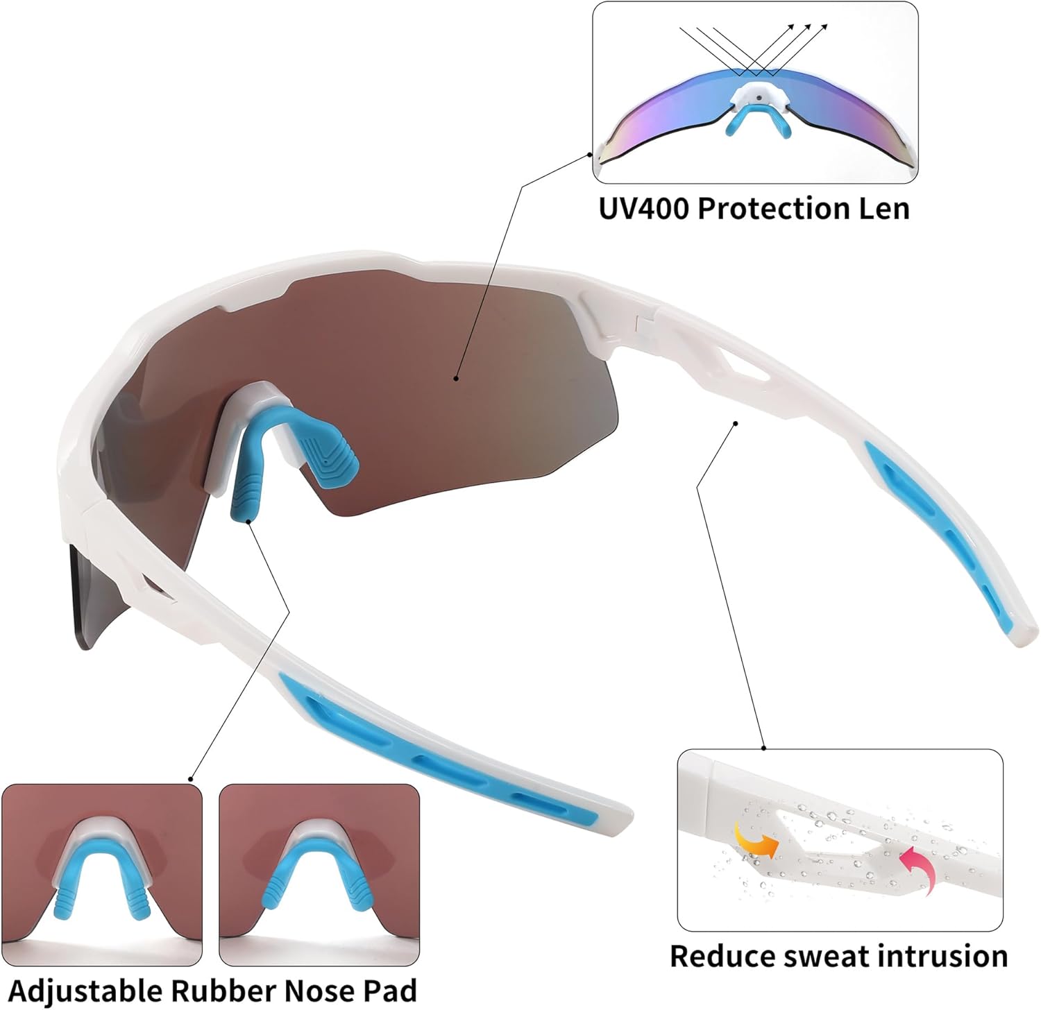 FEISEDY Sports Sunglasses Cycling Glasses for Men and Women,UV400 Protection Glasses for Baseball Fishing Golf B0069 - Image 5