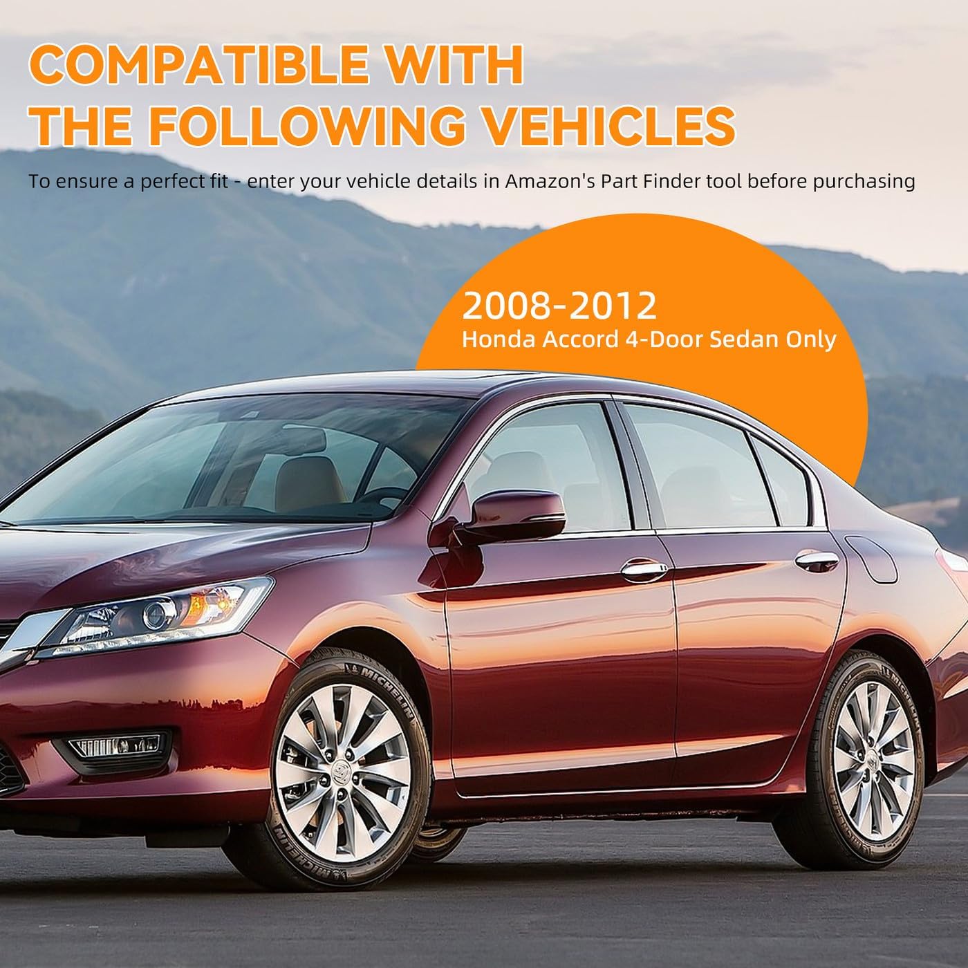 Deal 4-Piece Set JDM Style Outside Mount Tape On/Clip On Type Smoke Tinted Sun/Rain Guard Vent Window Visors with Chrome Trim Compatible with 08-12 Accord 4-Door Sedan Only