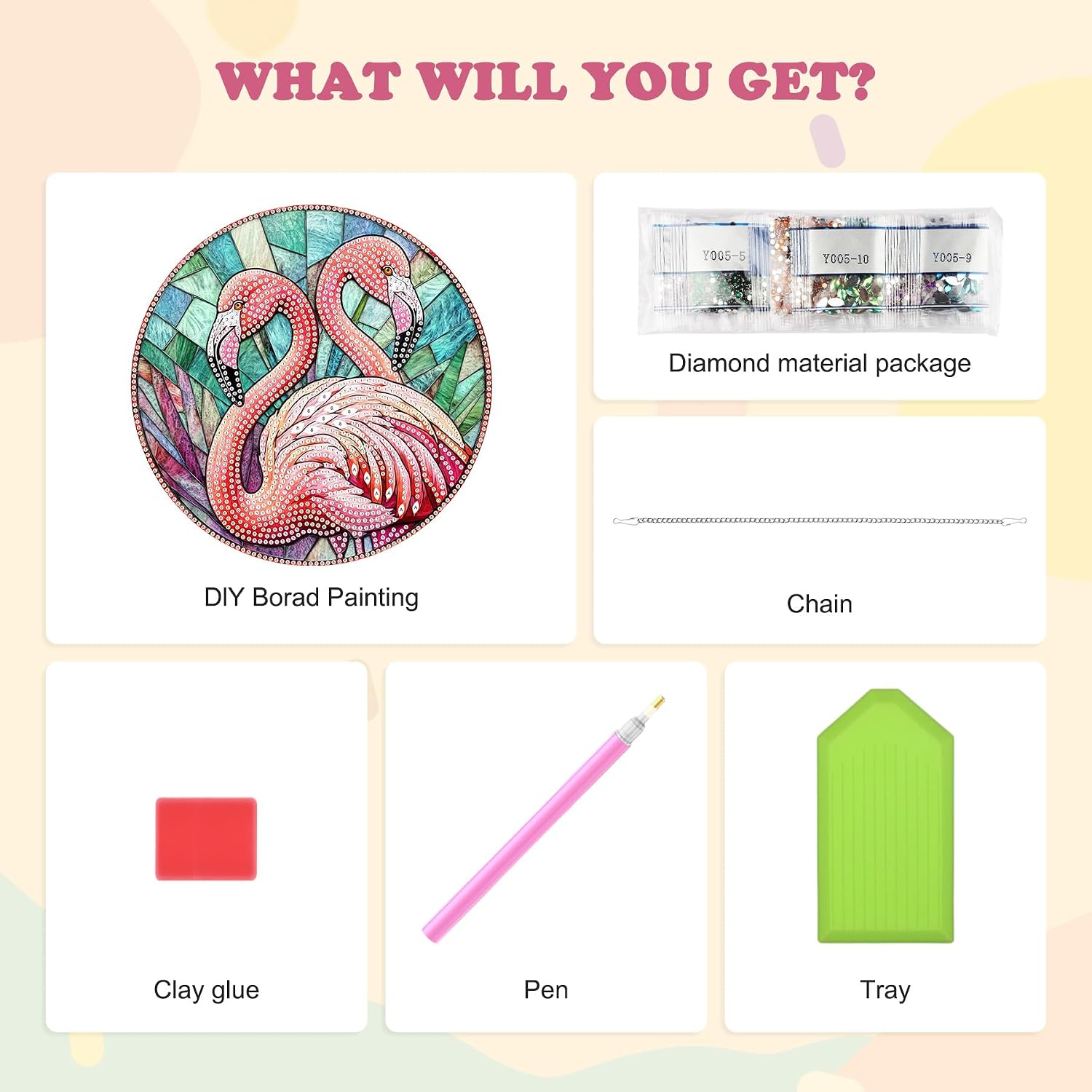 HEIBAGO Flamingo Hanging Diamond Art Kits for Adults, Special Shaped Crystal Diamond Painting Ornament Kit, DIY Double-Sided Pattern Window Pendant Gem Art Kit for Home Wall Decor 8.3x8.3inch image 5