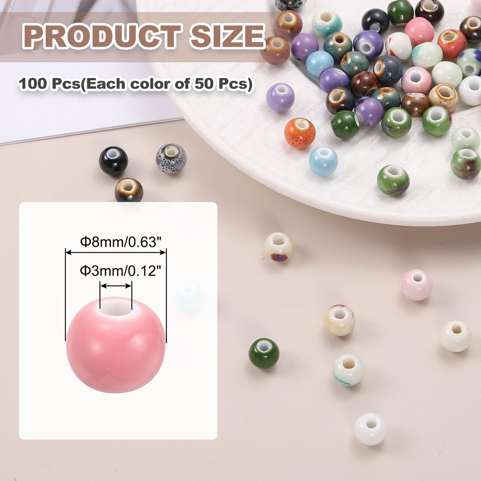 PATIKIL 100 Pcs Porcelain Beads - Image 2