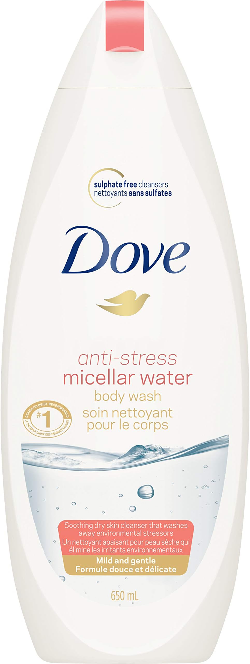 Dove Body Wash for Calming Sensitive Skin Micellar Anti Stress Cleanser That Effectively Washes Away Bacteria While Nourishing Your Skin 22 oz