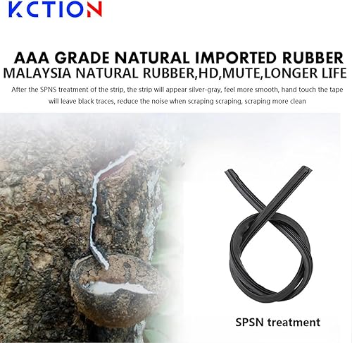 Miniatura 4 de Kction Limpiaparabrisas repelente a la lluvia, hojas de goma natural, marco de acero inoxidable, visión limpia, silenciosa, fácil instalación,