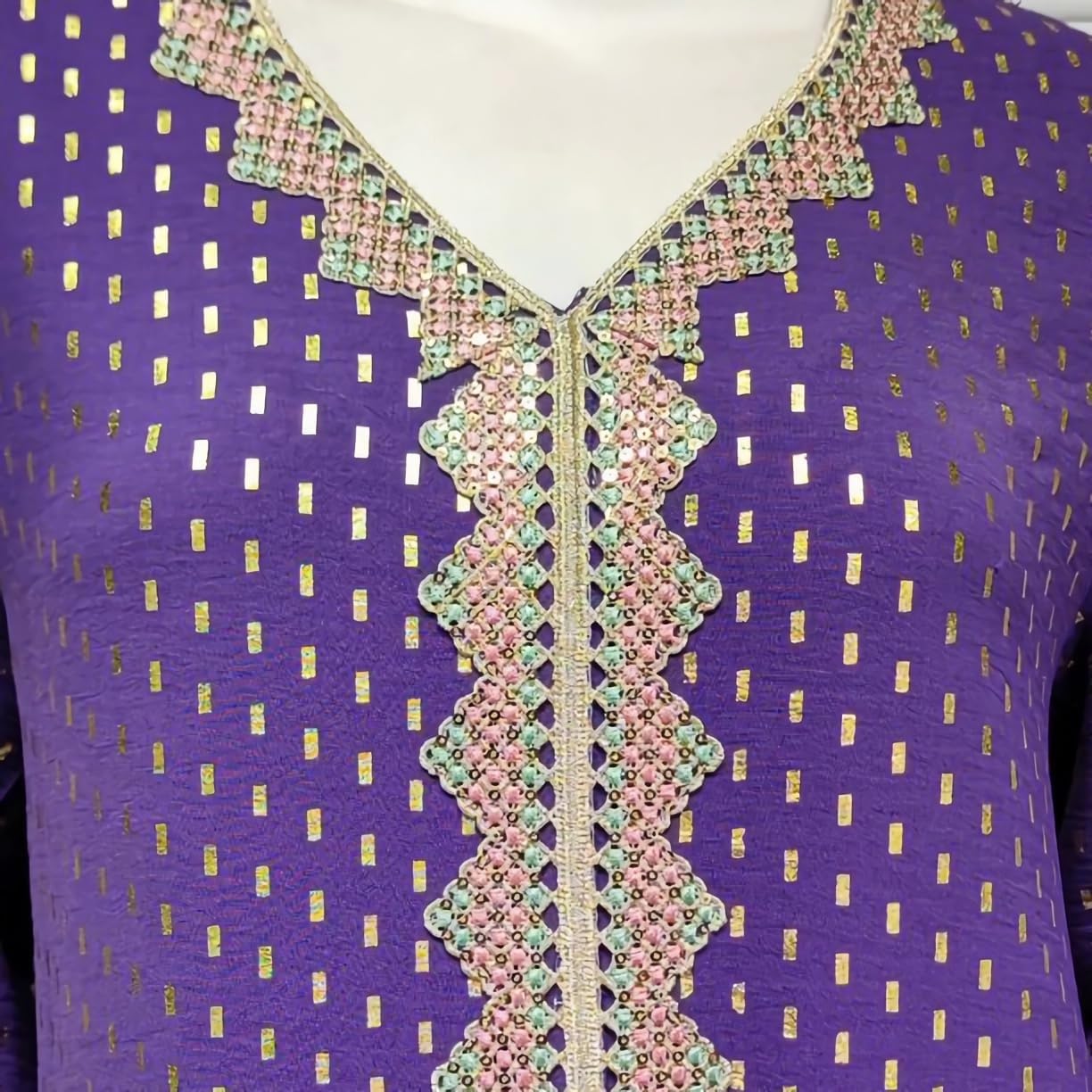 FPOVFPO Women's Muslim Abaya One-Piece V Neck Bronzing Dress Islamic Full Length Kaftan Daily Casual - Image 3