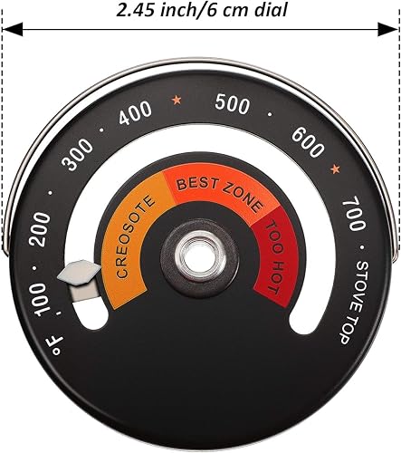Miniatura 9 de Frienda Termómetro magnético superior para estufa de leña, medidor de temperatura, termómetro de combustión de estufa para evitar daños en el