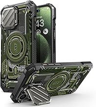 SUPCASE for iPhone 15 Pro Max Case with Stand [Compatible with MagSafe] [Built-in Camera Cover] [Military-Grade Protection] Heavy Duty Magnetic Phone Case for iPhone 15 Pro Max, GreenCircuit