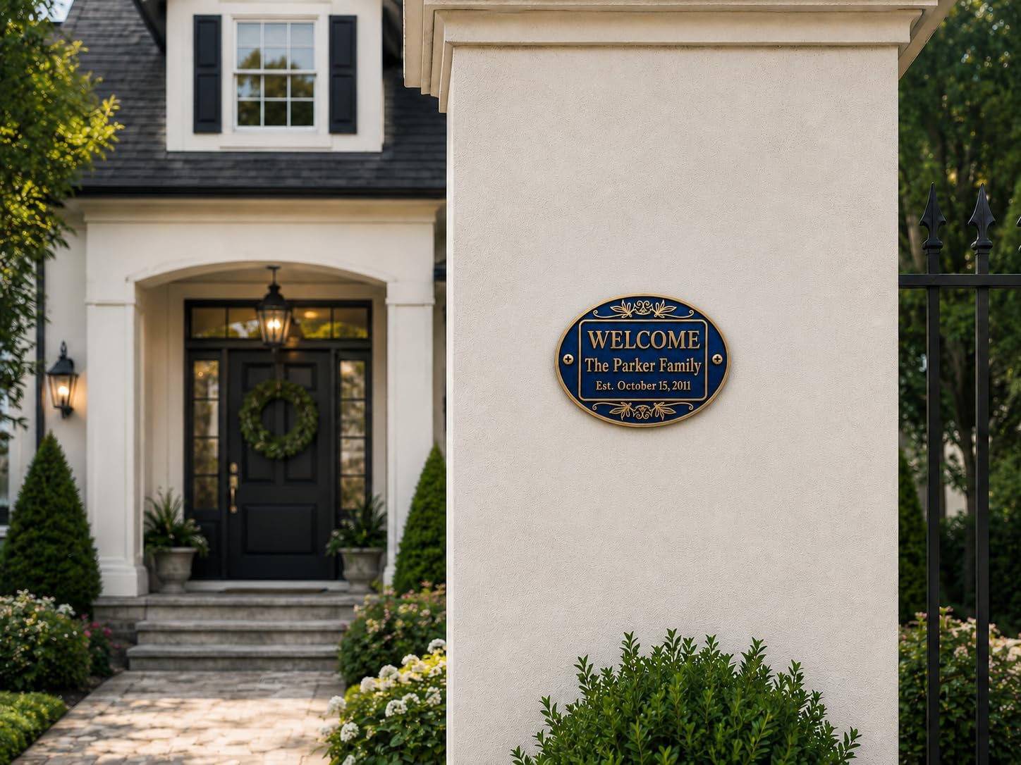 Personalized Solid Brass Welcome Plaque – Custom Engraved Oval Name Sign for Home, Front Door & Garden – Premium Weatherproof Brass Family Name Plate – Custom Housewarming Gift – Indoor & Outdoor Wall Decor with Mounting Screws (4"x6"Inches)