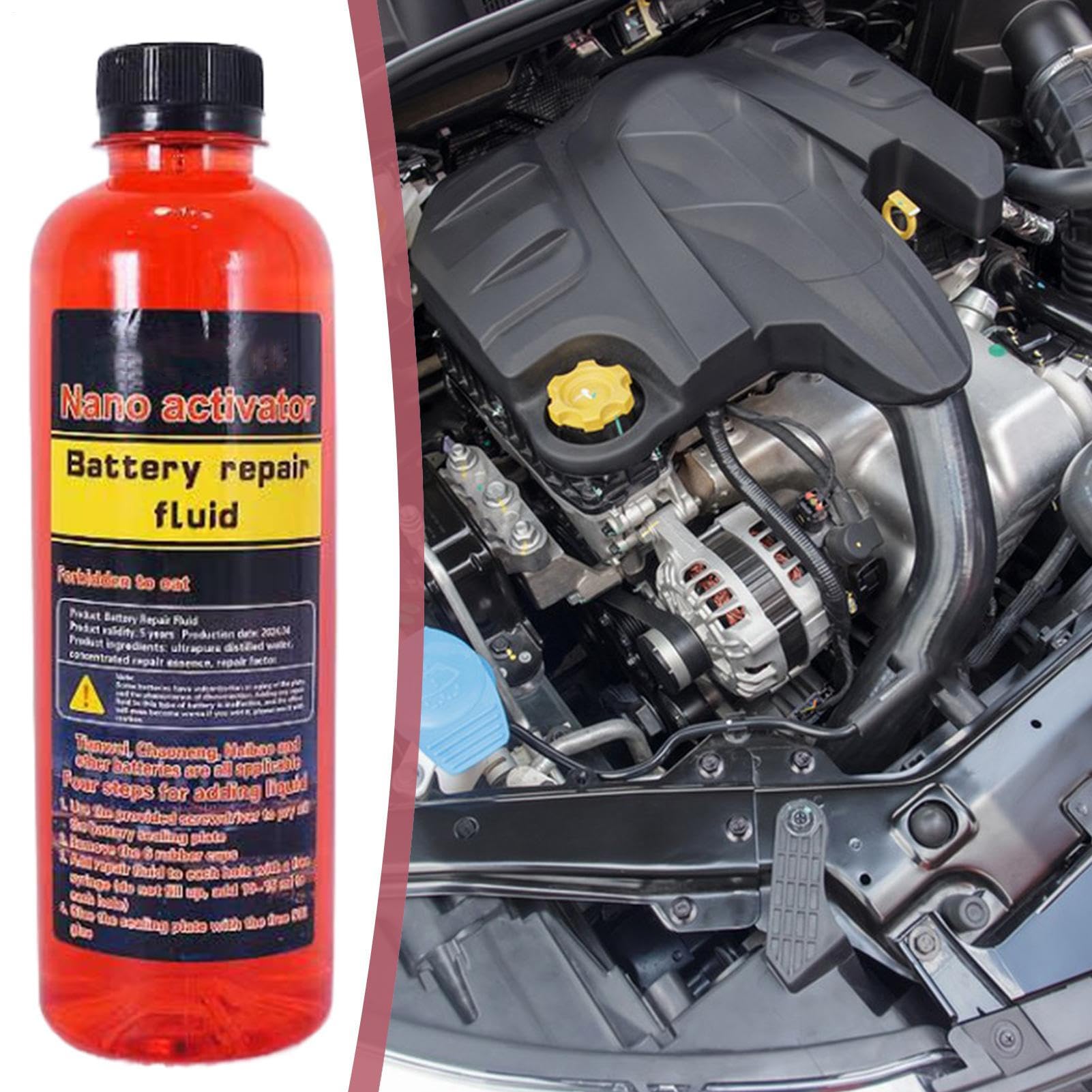 Additivo per riparazione della batteria – 500 ml | Reviver per batteria auto per veicoli automobilistici con facile utilizzo, per meccanici, garage, manutenzione di interni e esterni, soluzione per la
