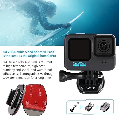 Miniatura 5 de HSU Bolsa de agarre para GoPro, incluye soporte de hebilla de liberación rápida, soporte de hebilla de gancho en J, brazos pivotantes de 3 vías,